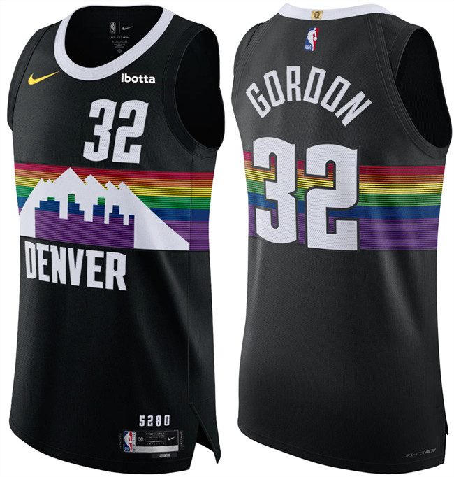 Men's Black Denver Nuggets #32 Aaron Gordon 2025/26 City Edition Stitched Basketball Jersey
